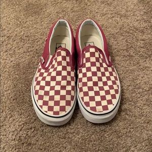 Maroon checkered Vans